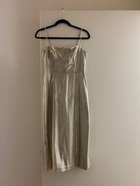 J.Crew Sleeveless Metallic Gold Midi Dress
